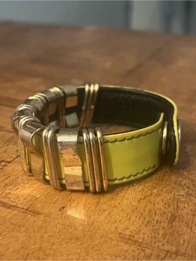 Rebecca Minkoff Lime Green Patent Leather Cuff Bracelet | Vintage Y2K